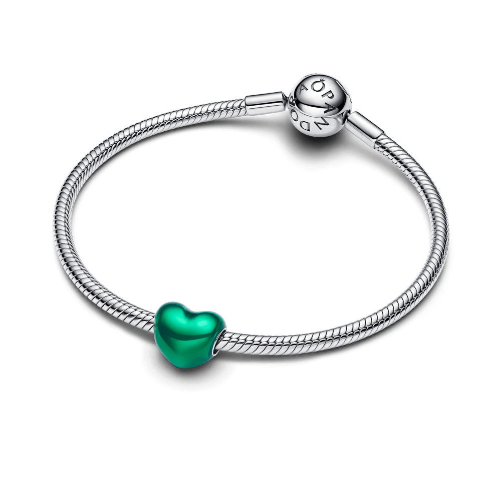 Charm Corazón Metálico Verde