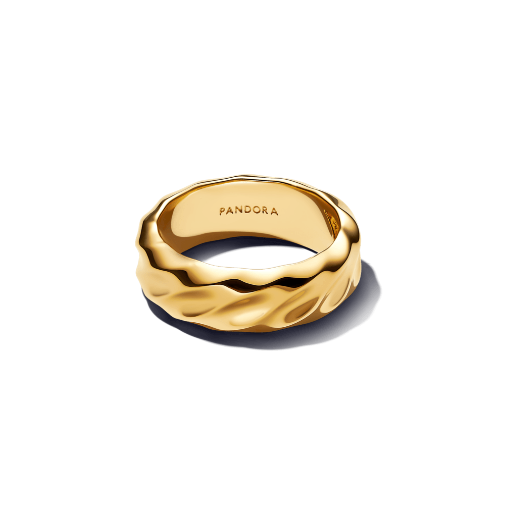 Anillo Banda Ancha Ondulada Dorado - Charms Factory