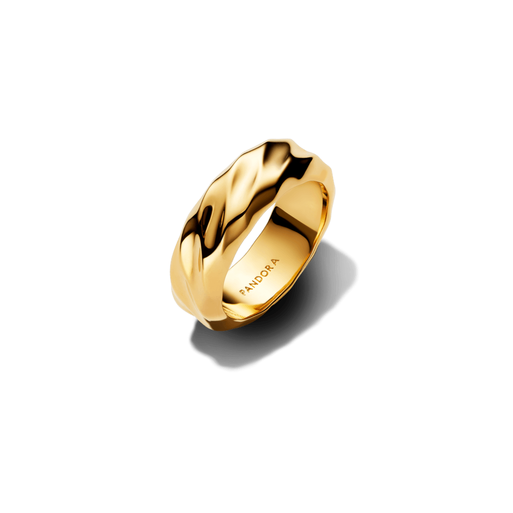 Anillo Banda Ancha Ondulada Dorado - Charms Factory