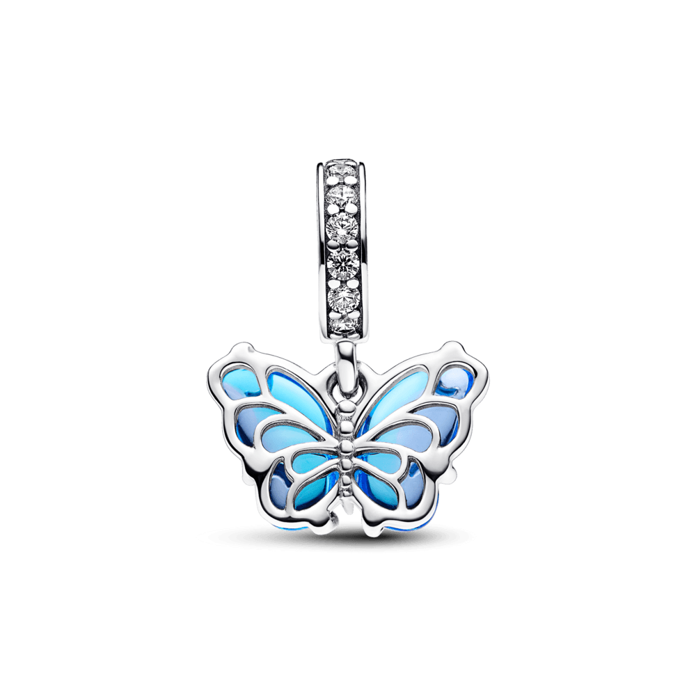 Charm Colgante Mariposa de Cristal Murano azul Pandora Plata Esterlina - Charms Factory