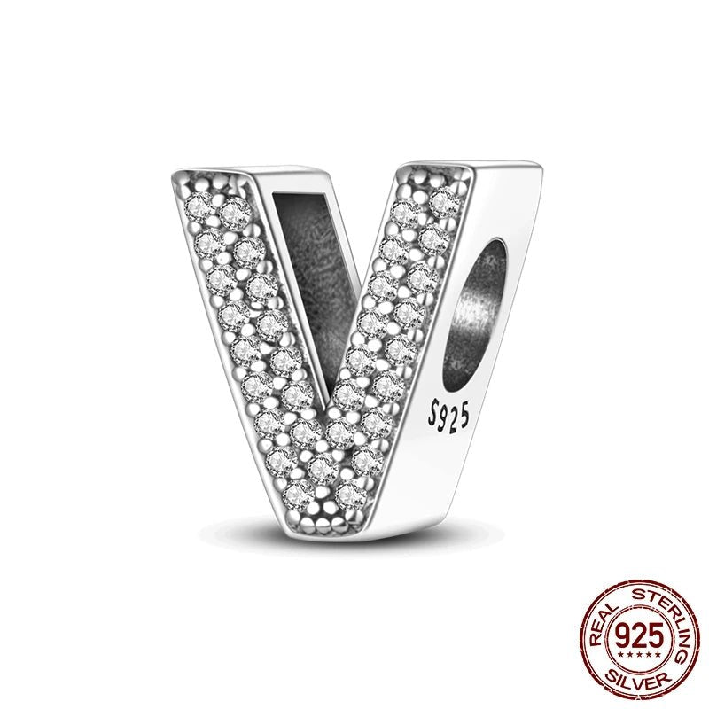 Charm de Letras 925 Plata Esterlina con Zirconia - Charms Factory