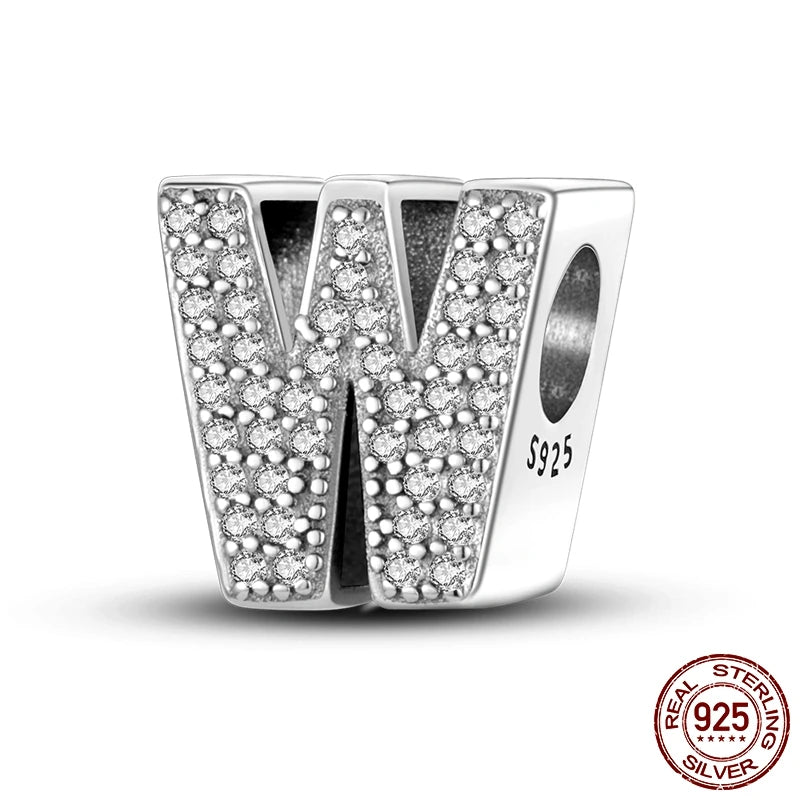 Charm de Letras 925 Plata Esterlina con Zirconia - Charms Factory