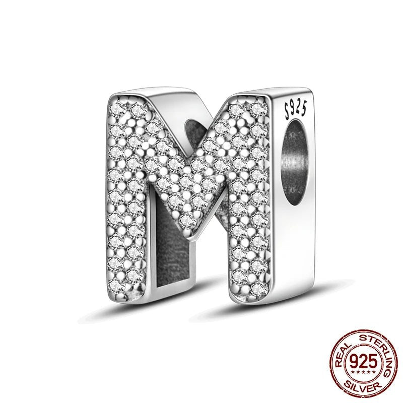 Charm de Letras 925 Plata Esterlina con Zirconia - Charms Factory