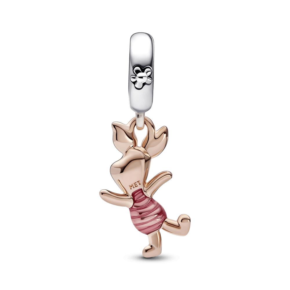 Disney Winnie Pooh, charm colgante Piglet Recubrimiento en Oro Rosa de 14k - Charms Factory