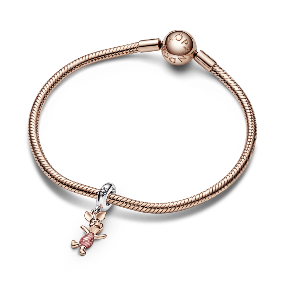 Disney Winnie Pooh, charm colgante Piglet Recubrimiento en Oro Rosa de 14k - Charms Factory