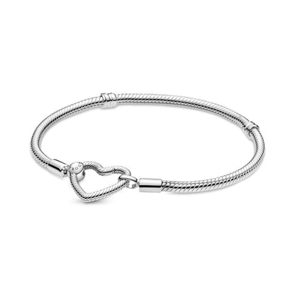Brazalete Cadena De Serpiente Con Cierre De Corazón Hueco - Charms Factory