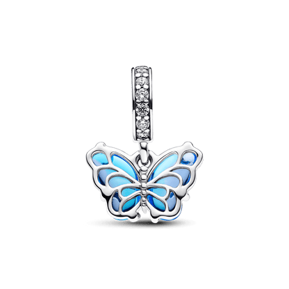 Charm Colgante Mariposa de Cristal Murano azul Pandora Plata Esterlina - Charms Factory