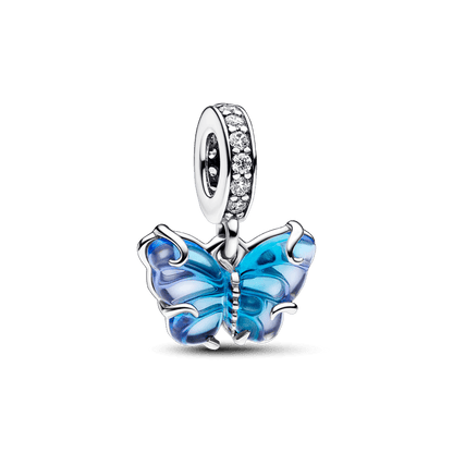 Charm Colgante Mariposa de Cristal Murano azul Pandora Plata Esterlina - Charms Factory