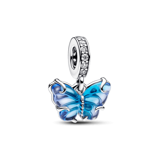 Charm Colgante Mariposa de Cristal Murano azul Pandora Plata Esterlina - Charms Factory