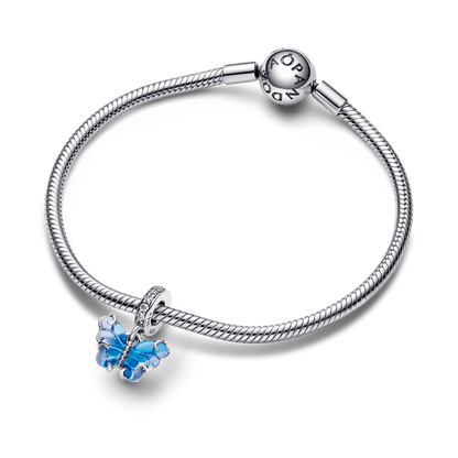 Charm Colgante Mariposa de Cristal Murano azul Pandora Plata Esterlina - Charms Factory