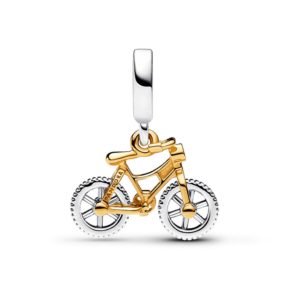 Charm Colgante Ruedas de Bicicleta Girando en Dos Tonos - Charms Factory
