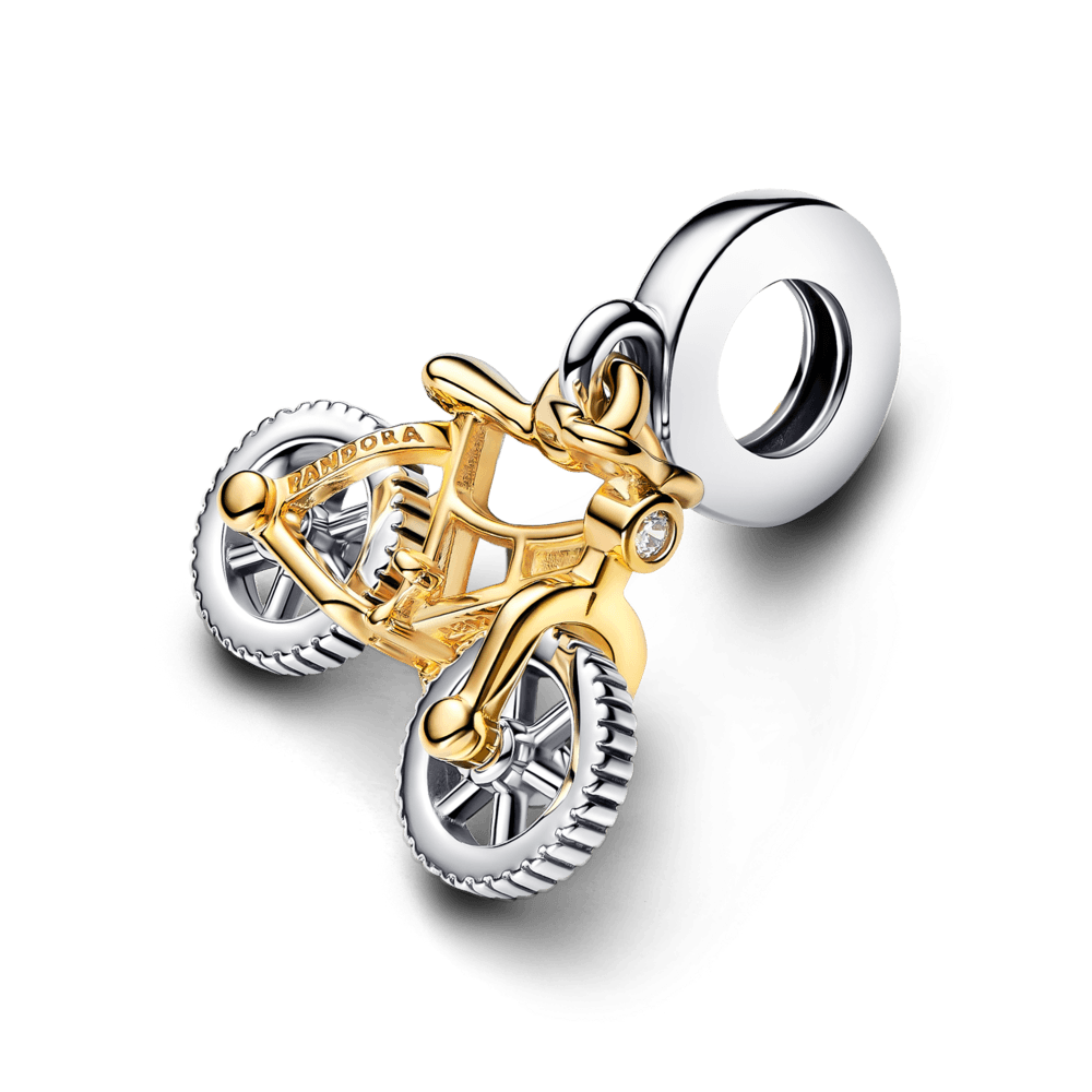 Charm Colgante Ruedas de Bicicleta Girando en Dos Tonos - Charms Factory