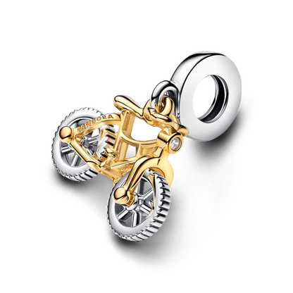 Charm Colgante Ruedas de Bicicleta Girando en Dos Tonos - Charms Factory