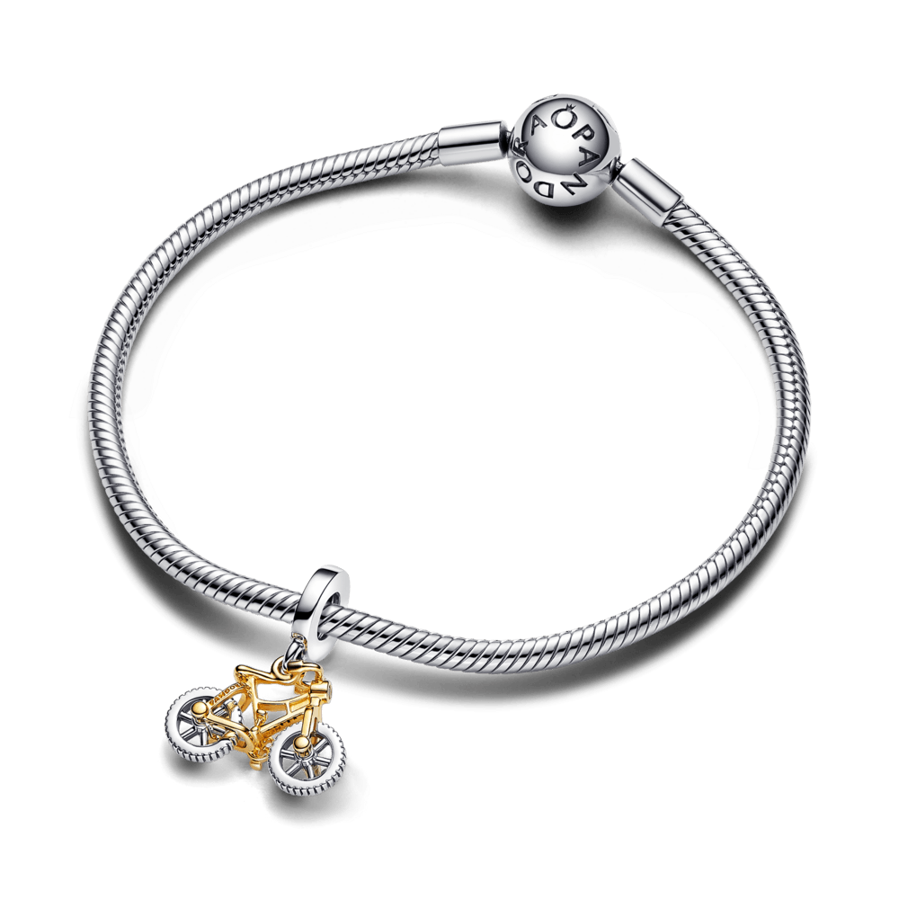 Charm Colgante Ruedas de Bicicleta Girando en Dos Tonos - Charms Factory