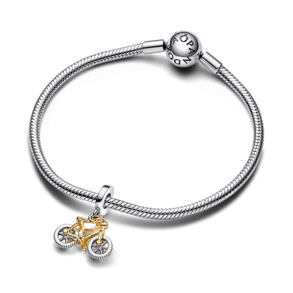 Charm Colgante Ruedas de Bicicleta Girando en Dos Tonos - Charms Factory