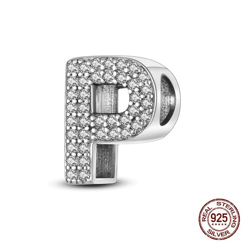 Charm de Letras 925 Plata Esterlina con Zirconia - Charms Factory