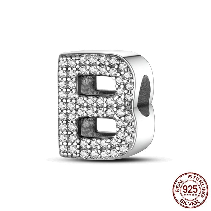 Charm de Letras 925 Plata Esterlina con Zirconia - Charms Factory