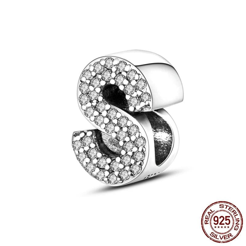 Charm de Letras 925 Plata Esterlina con Zirconia - Charms Factory