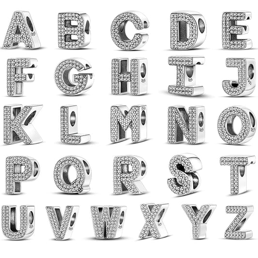Charm de Letras 925 Plata Esterlina con Zirconia - Charms Factory