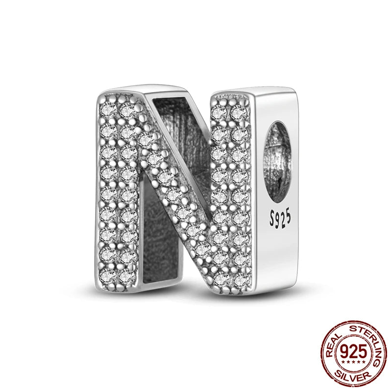 Charm de Letras 925 Plata Esterlina con Zirconia - Charms Factory