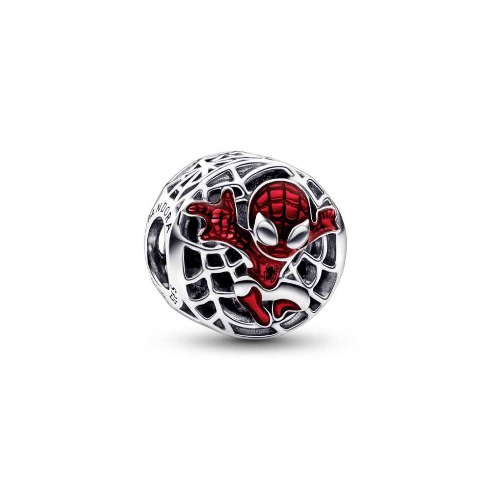 Charm Spiderman de Marvel elevándose por la ciudad - Charms Factory