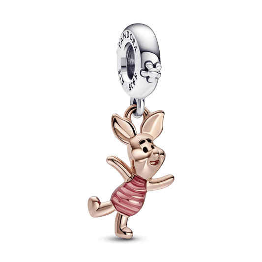 Disney Winnie Pooh, charm colgante Piglet Recubrimiento en Oro Rosa de 14k - Charms Factory